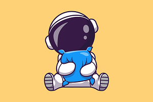 Cute Astronaut Sleeping With Pillow