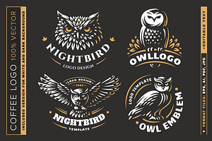 Owl logo set