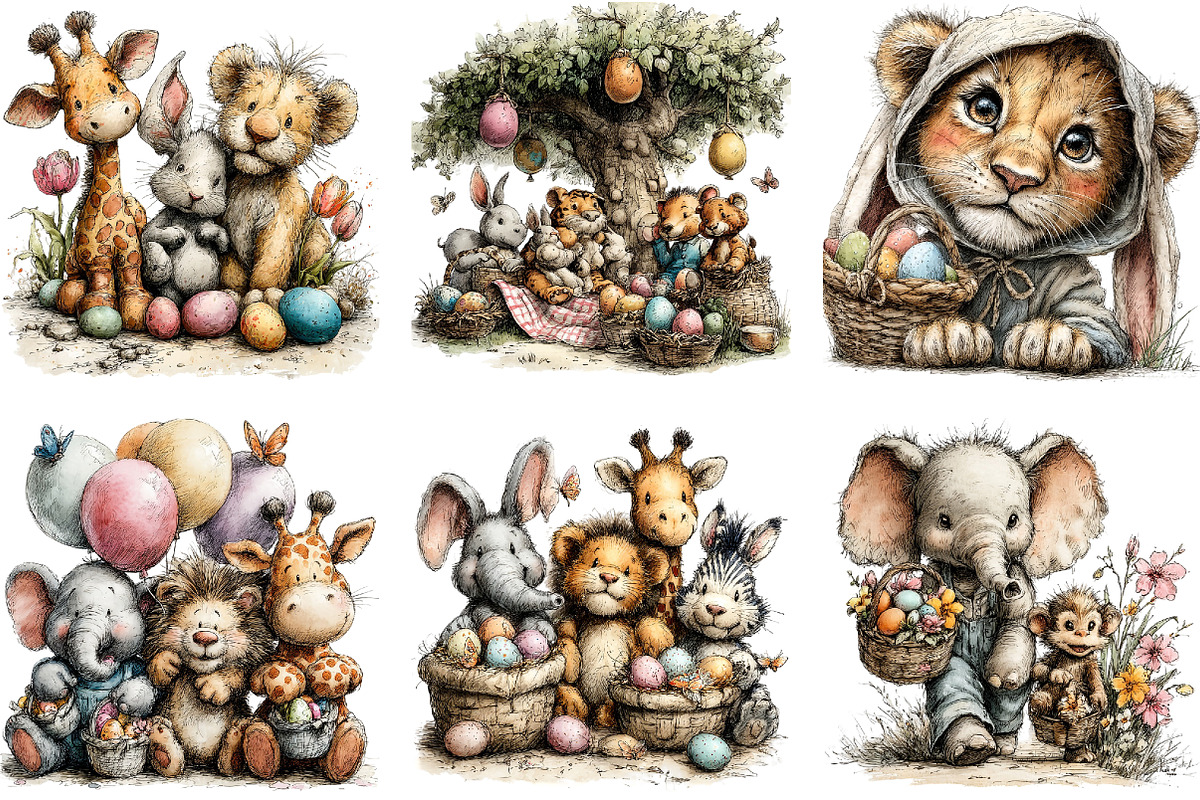 Watercolor Safari Easter Animals Cli, an Illustration by Sublimation Artist (Photo 7 of 7)
