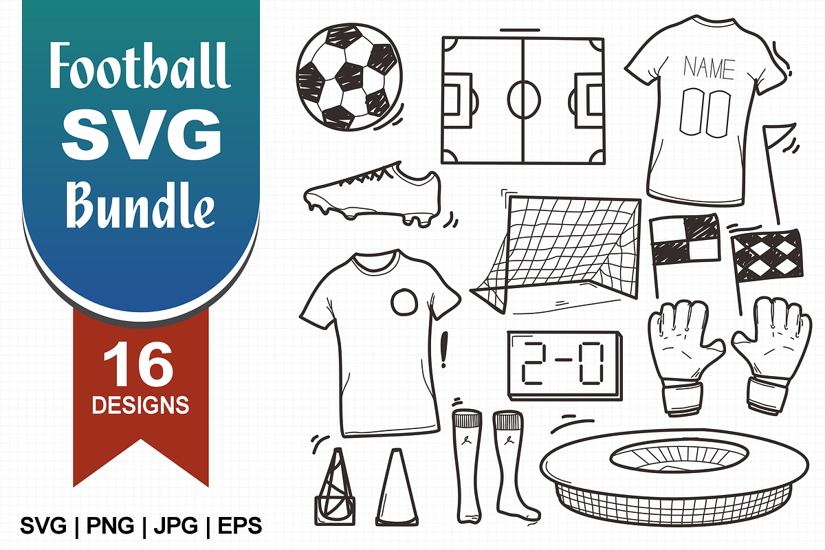 16 Football & Soccer Hand-Drawn SVG, a Sport Illustration by KiddoGlyphs Studio (Photo 1 of 4)