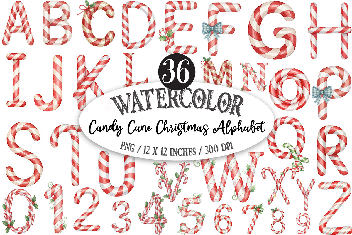 Candy Cane Christmas Alphabet, an Illustration by Designking (Photo 1 of 5)