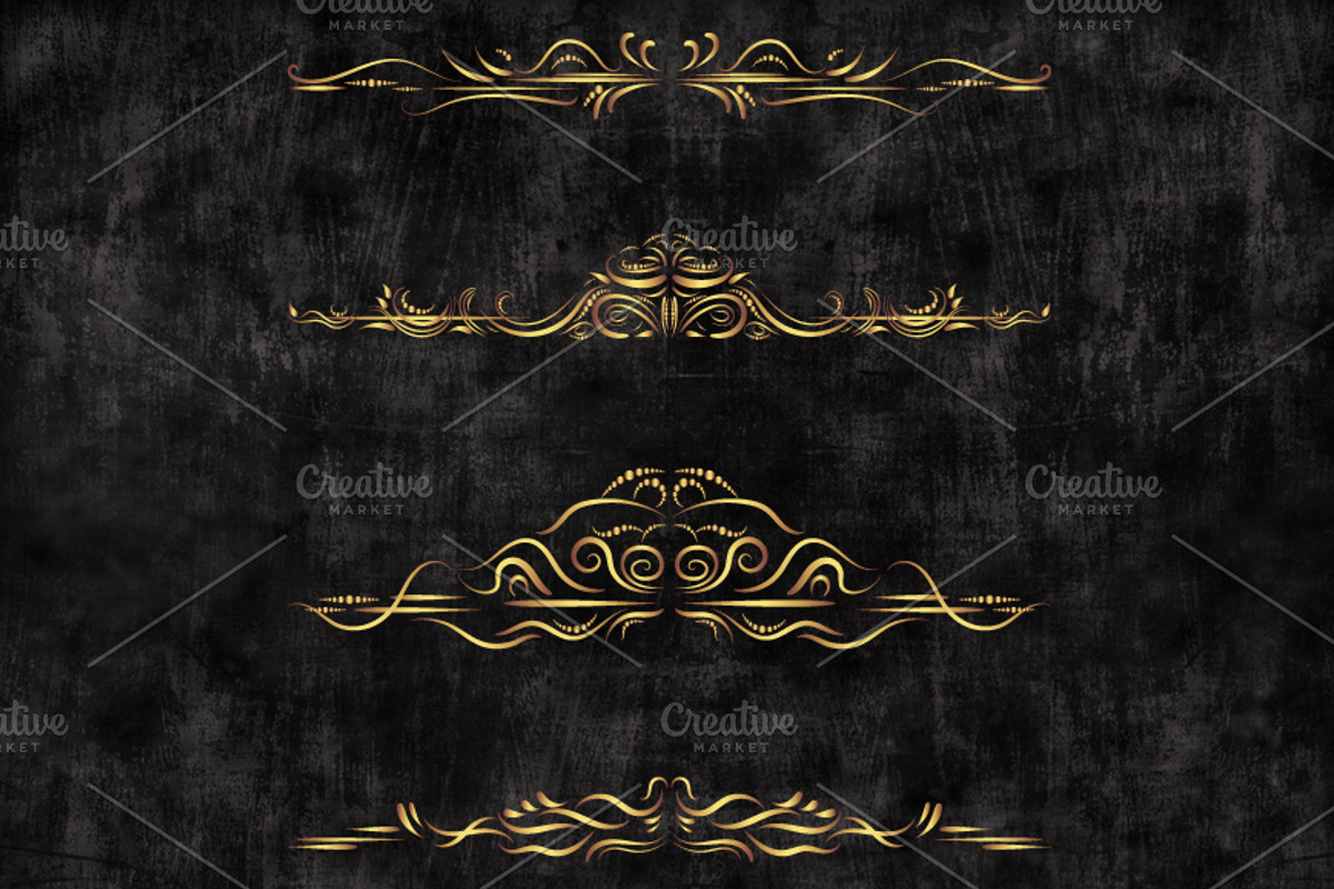 Gold text divider border clip art, a Decorative Illustration by Pravokrugulnik (Photo 4 of 7)