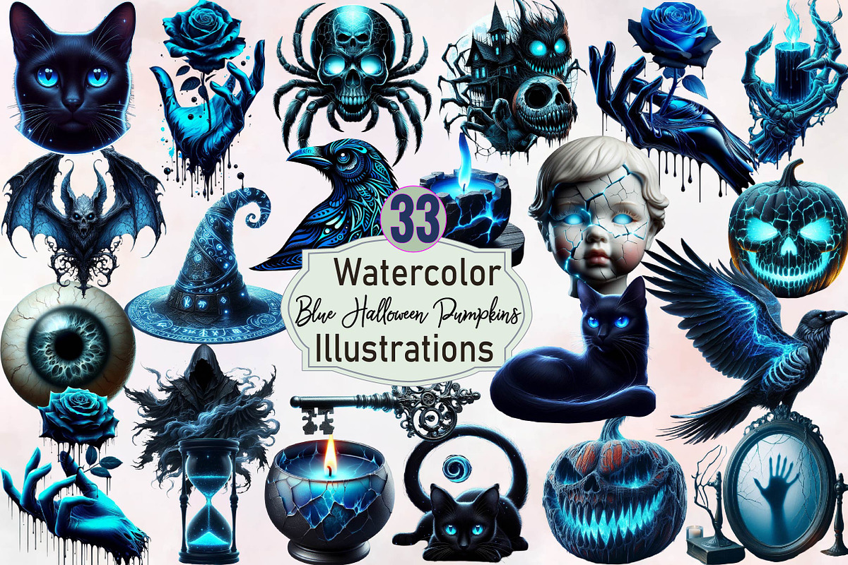 Creepy Black and Blue Halloween Pump, an Illustration by SVGArt (Photo 1 of 8)