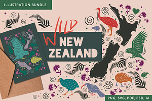 New Zealand Illustration Pattern Set