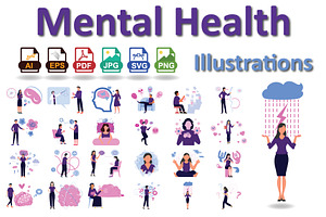 Mental Health Digital Illustrations, an Illustration by Vector Portal