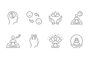 Yoga, Lotus, Zen And Wellness Icons, an Object Illustration by Gentle Studio