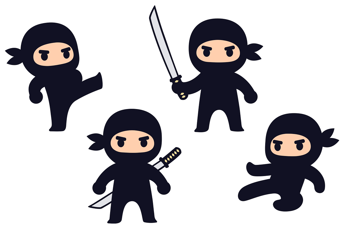 Cute Cartoon Ninja Set, an Illustration by Irina Mir