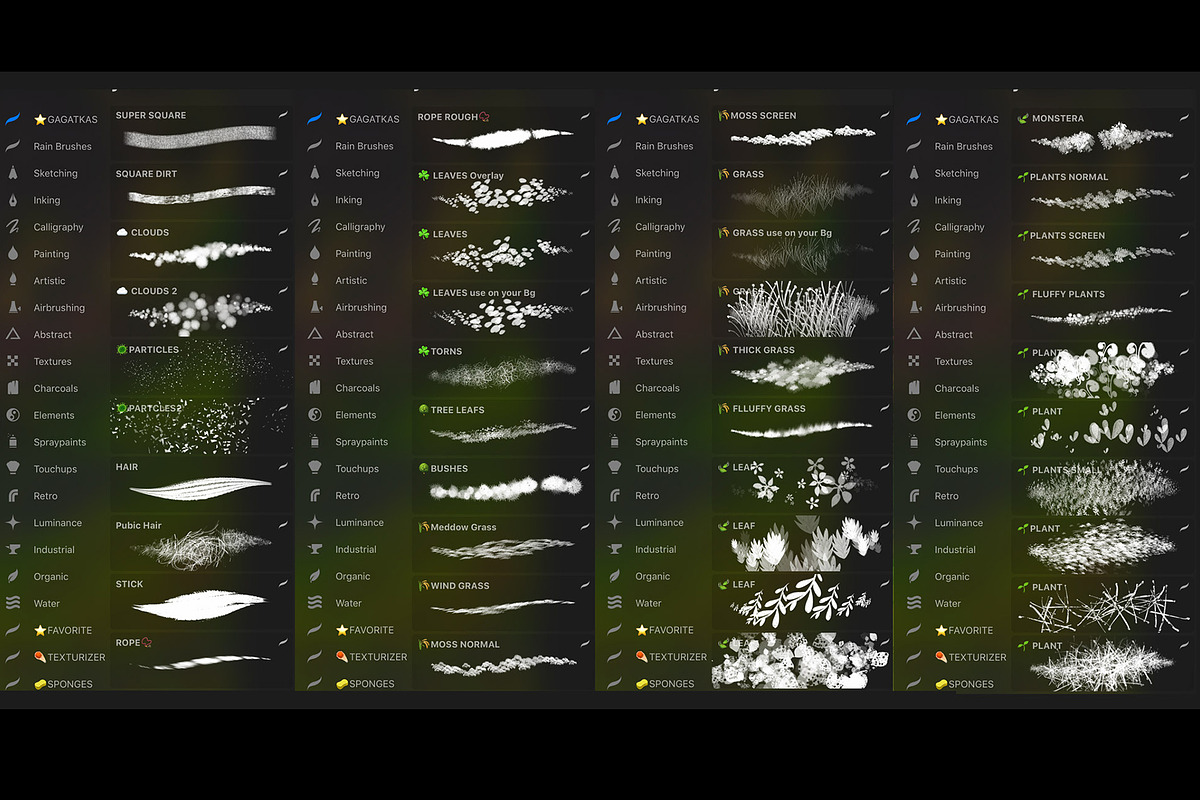 66 PRO brushes for PROCREATE, a Brush Add-On by gagatka (Photo 2 of 5)
