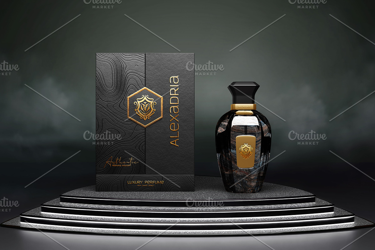 Perfume Standing Mockup, a Packaging Mockup by Artlogs x Modaldesain (Photo 1 of 3)