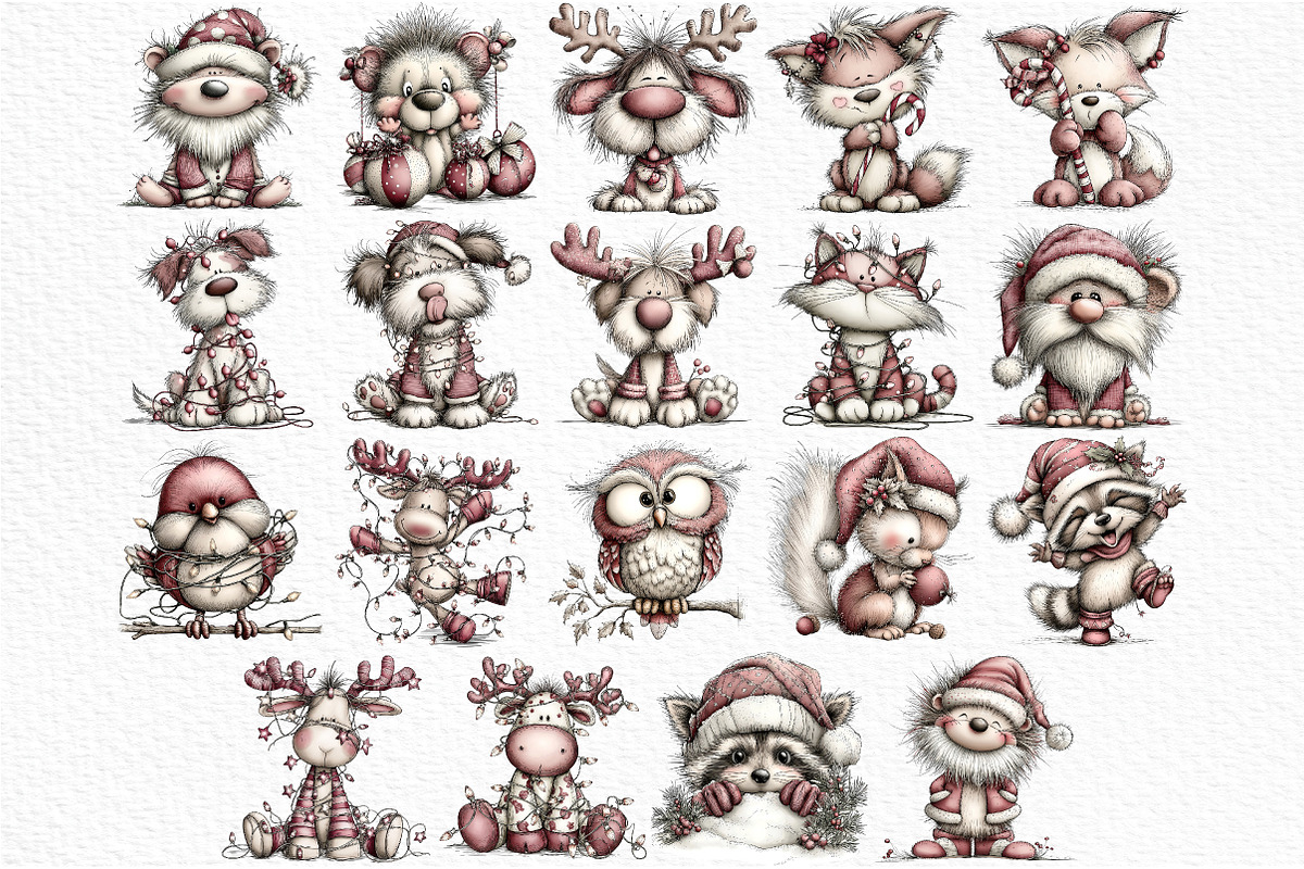Funny Christmas Animals Clipart, an Illustration by Craft Nest (Photo 6 of 6)