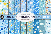 Baby Boy Digital Paper, an Illustration by SinaCreation (Thumbnail 1 of 5)