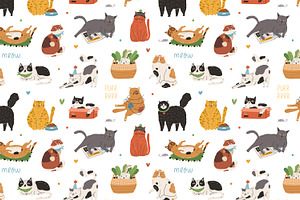 Cute Cats Seamless Patterns