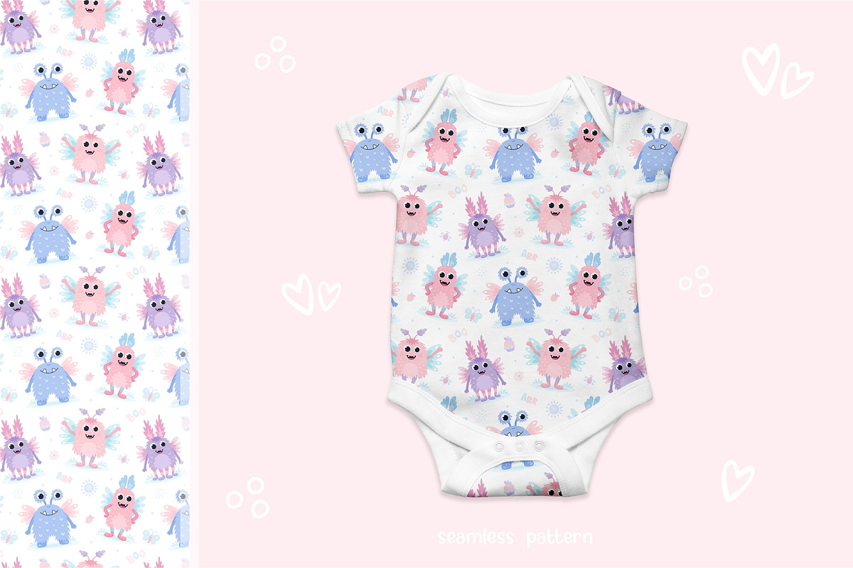 Cute Monsters, a Texture Illustration by LartGraphics (Photo 4 of 13)