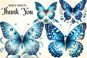 Retro Blue Butterfly Watercolor, an Illustration by CraftArtStudio (Thumbnail 3 of 3)