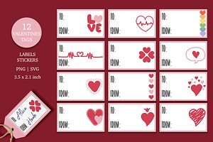 Valentines Day Gift Tags 12 designs