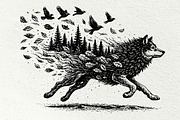 Wolf Wildlife Engraving Graphics, an Animal Illustration by DENIDigitalArtSudio (Thumbnail 3 of 12)