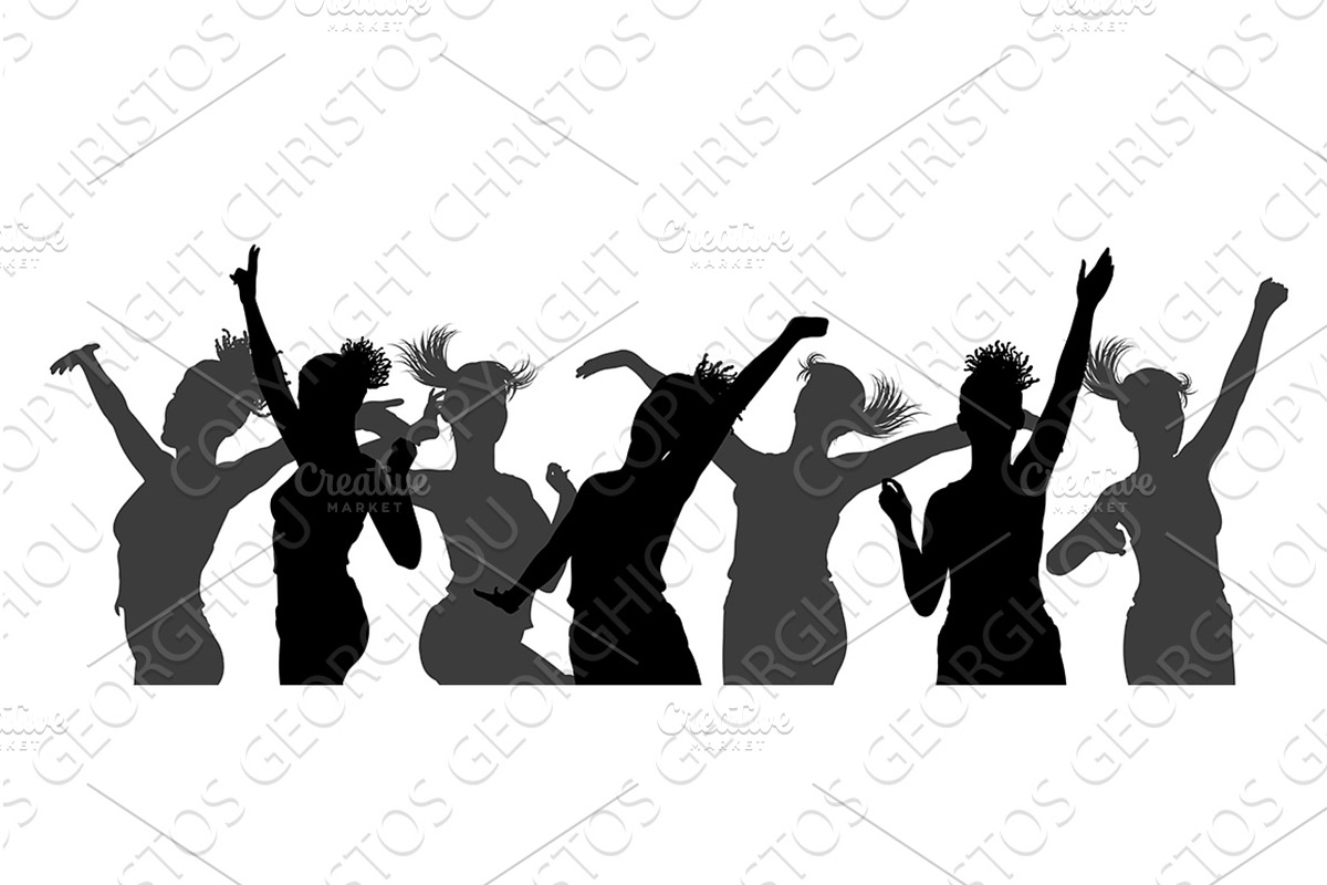 Dancing Women Silhouettes Crowd, a Person Illustration by Christos Georghiou