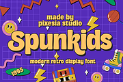 Spunkids - Retro Sans Serif Font, a Sans Serif Font by Pixesia Studio (Thumbnail 1 of 12)
