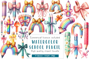 Coquette School Pencil Bow Clipart, an Illustration by CreationArt
