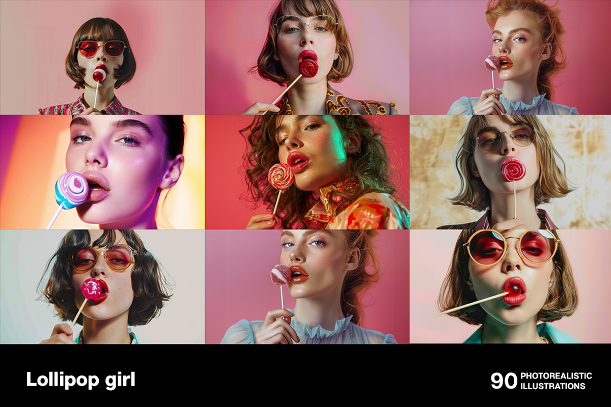 Lollipop girls. 90 images, a Person Illustration by Handmadefont (Photo 5 of 16)