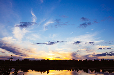 Sunset on the river featuring beach, blue, and bright, a Nature Photo by telnyaw