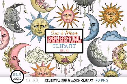 Celestial Clipart Bundle Sun & Moon