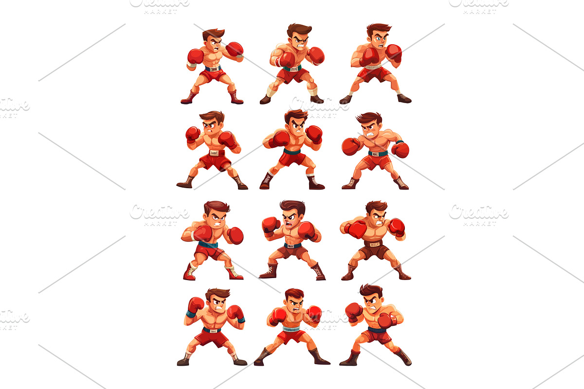 Angry boxers cartoon vector set, an Object Illustration by Valerie Bodnar