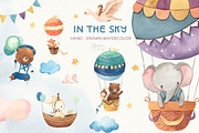 IN THE SKY. Watercolor clipart, an Animal Illustration by OlliArtDesign (Thumbnail 1 of 6)