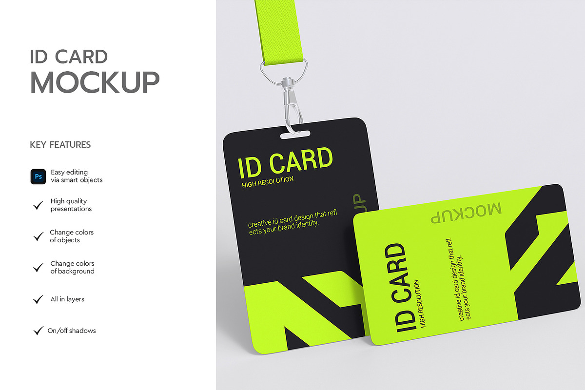ID Card with Lanyard Mockup, a Product Mockup by graphypix (Photo 2 of 4)