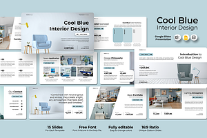 Blue Interior Design - Google Slides, a Presentation Template by QR Design Studio