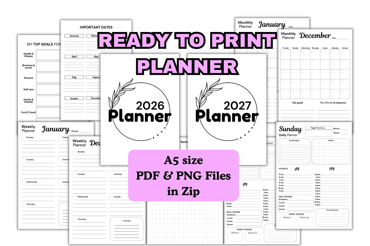 SIMPLE PLANNER 2026 2027, a Print Template by EffahArt (Photo 1 of 3)