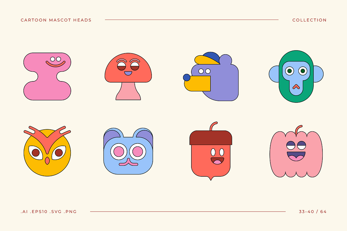 Cartoon Mascot Heads Collection, an Object Graphic by Léo Alexandre (Photo 6 of 16)