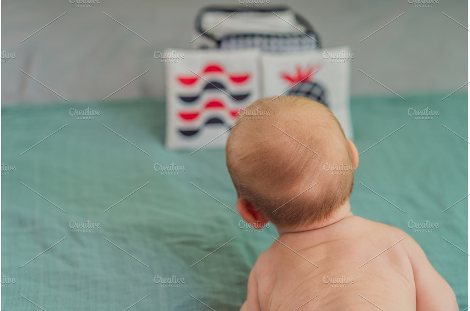Newborn baby looking at black, white, a School & Education Photo by Elizaveta Galitskaya