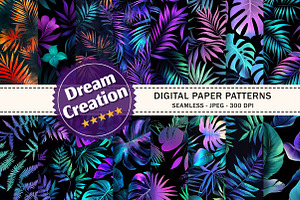 Dark Tropical Shimmer Digital Paper