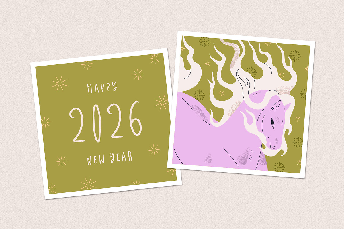 Happy New Year 2026 of horse cards, an Animal Illustration by Good Studio (Photo 6 of 6)