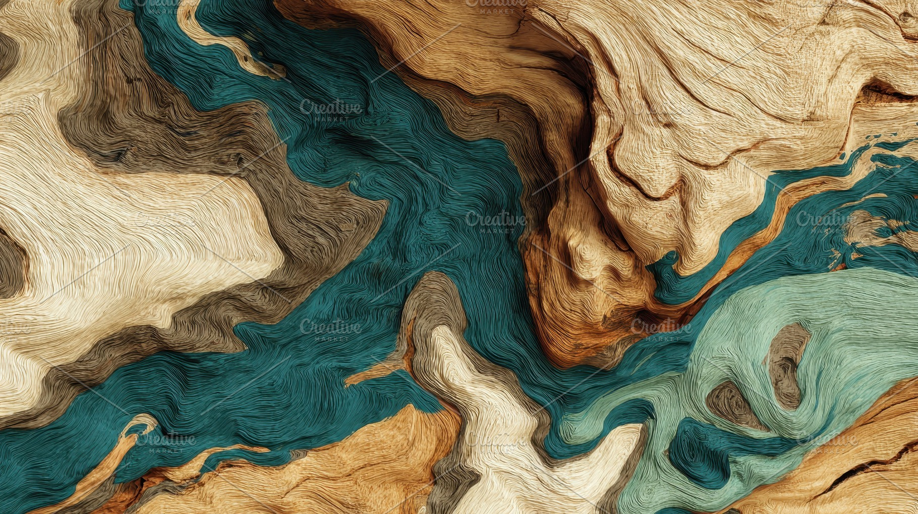 Swirls of brown and blue in abstract, a Photo by Pavel_design