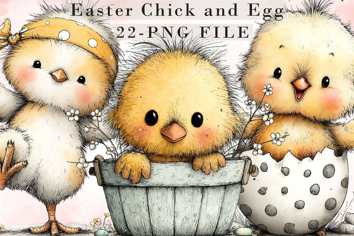 Easter Chick and Egg Clipart, an Illustration by Libby Wishes (Photo 1 of 8)