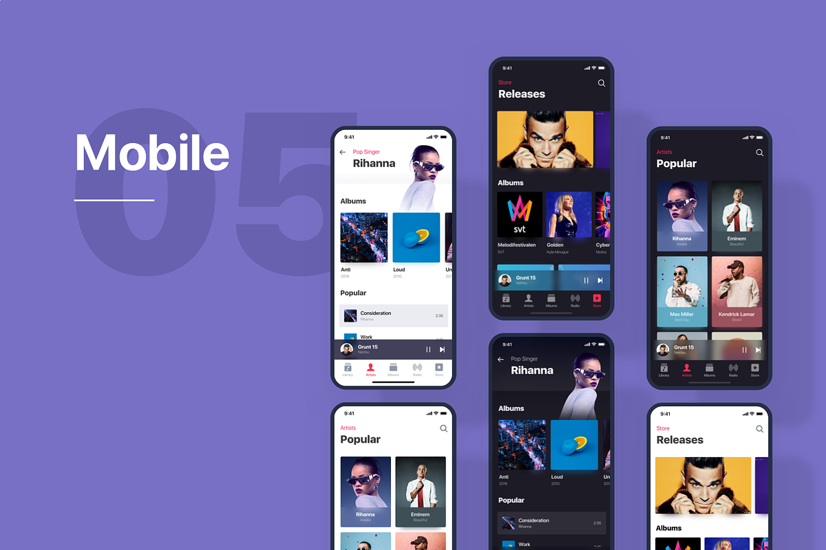 Apple OS Future UI Kit - Music, a Product Mockup by Orizon Design (Photo 9 of 11)