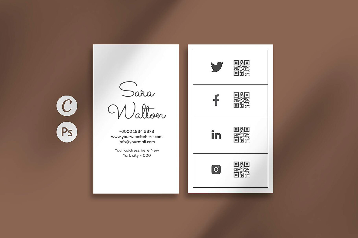 Minimal Vertical Business Card, a Business Card Template by Saman Osama (Photo 1 of 6)
