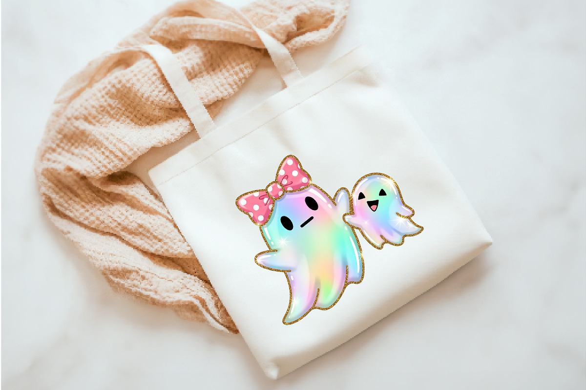 Iridescent Ghost Pumpkin PNG, an Illustration by Watercolor design (Photo 3 of 3)