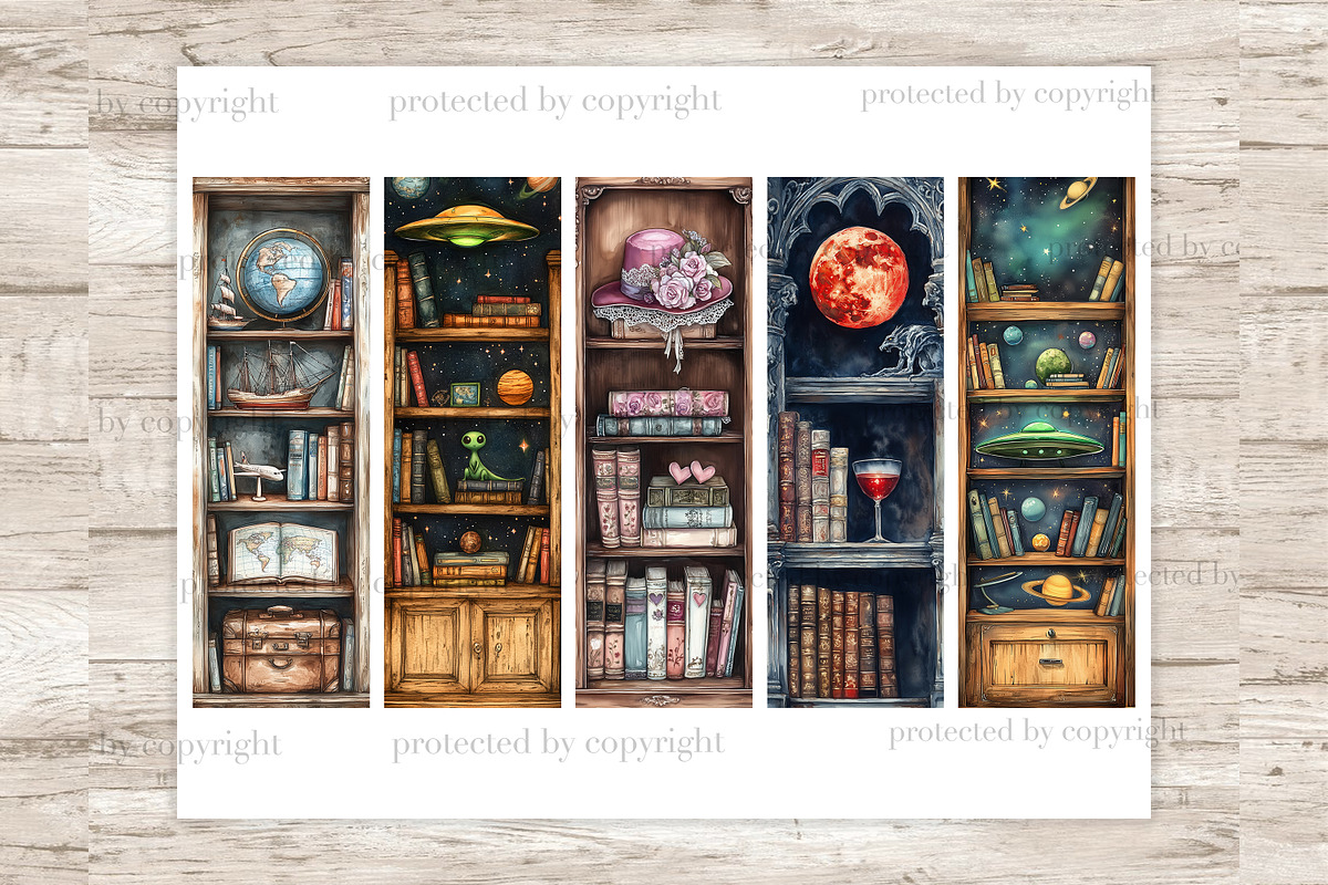Bookcase Bookmarks, an Object Illustration by GlamArtZhanna (Photo 7 of 9)