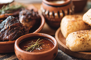 Delicious dish with grilled meat, a Food & Drink Photo by MistyDay