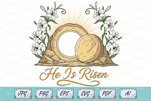 Empty Tomb He Is Risen T-Shirt Desig, a Seasonal Illustration by Ghagra