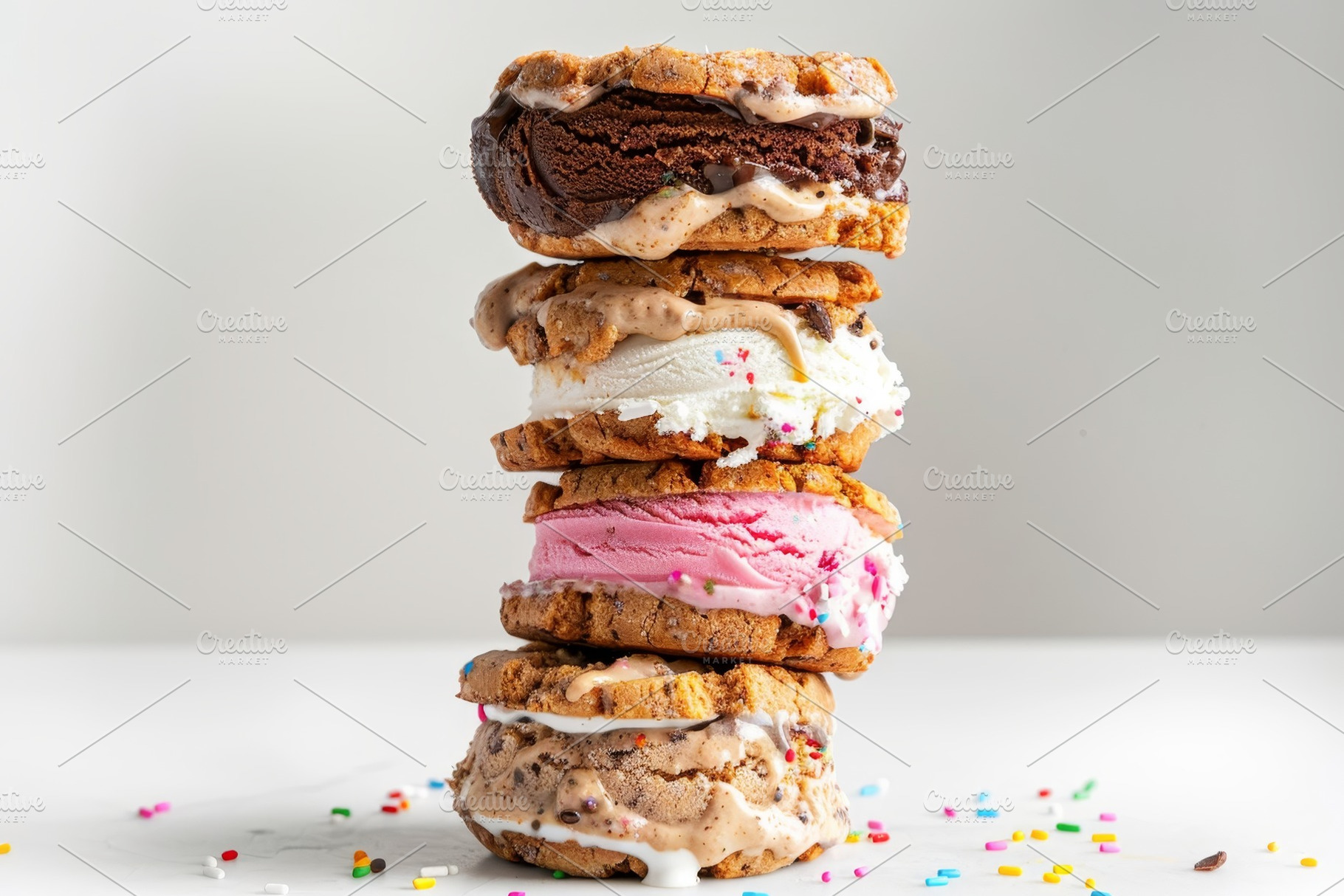 A stack of ice cream sandwiches cove, a Photo by Iftikhar Alam