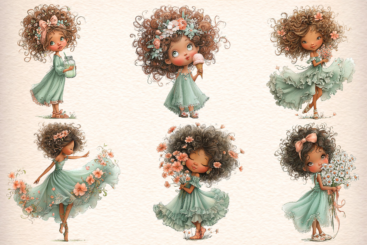 Boho Floral Summer Girls Clipart, an Illustration by Digital Artistic99 (Photo 4 of 11)