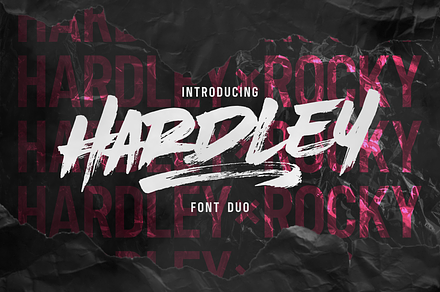 Hardley Brush x Rocky (font duo), a Handwritten Font by Negara Studio