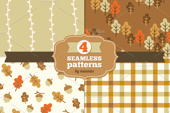 Autumn seamless patterns preview 3