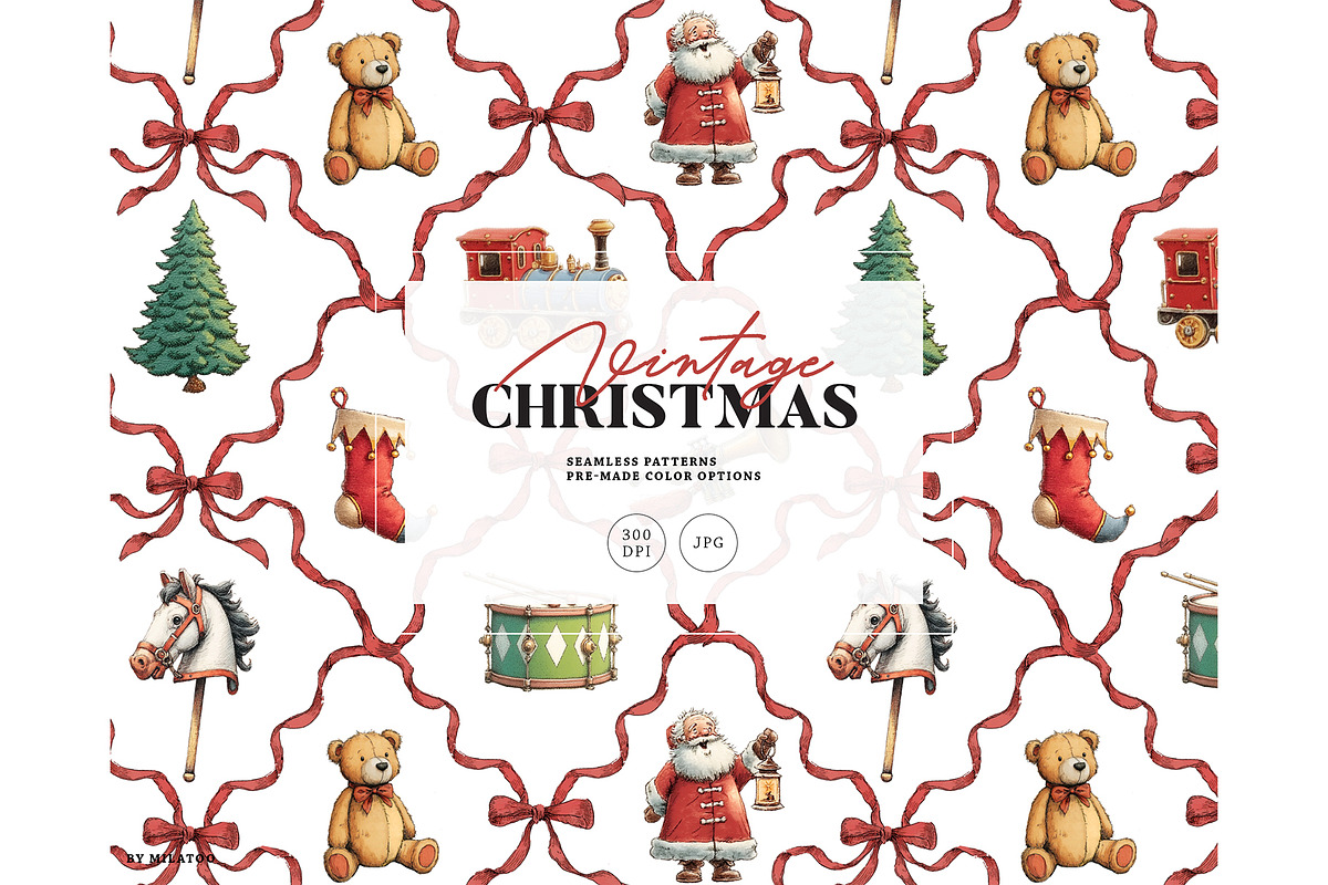 Vintage Christmas seamless pattern, a Texture Graphic by Milatoo (Photo 1 of 5)