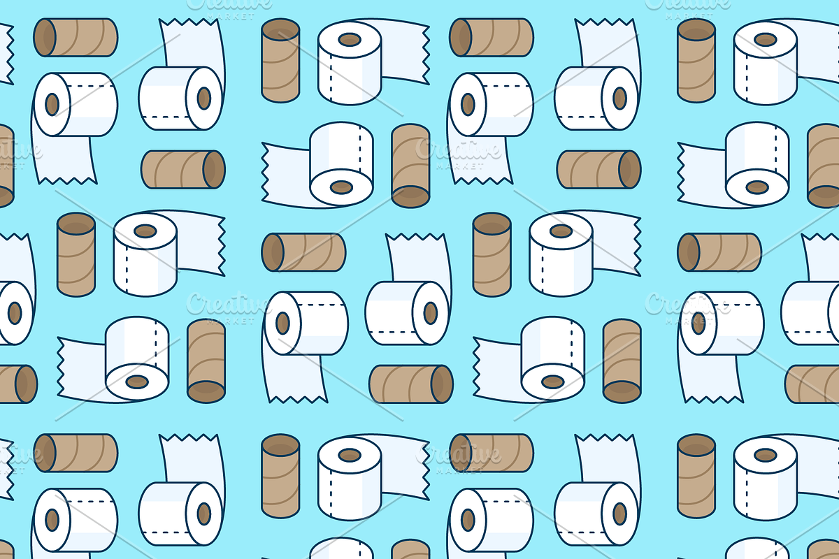 Seamless Toilet Paper Pattern, a Pattern Graphic by Queen of Infographics