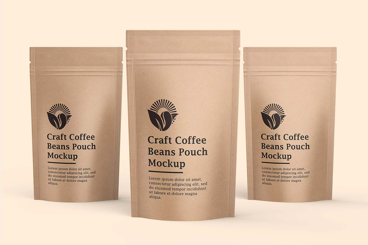 Craft Paper Coffee Pouch Bag Mockup, a Cups & Container Mockup by Ram Studio LLC (Photo 9 of 11)